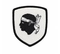 Ecusson Corse drapeau corse patch scratch, écusson brodé auto-agrippant noir et blanc pour veste, sac à dos, gilet tactique et tenue outdoor, 6,5 x 7,5 cm
