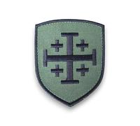 Ecusson Croix de JERUSALEM, Ordre du Saint Sépulcre, Patch Jerusalem brodé en France avec dos scratch - Support à coudre Offert - Made in France - Taille 8X6,4CM