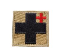 Ecusson Croix Médic TIC Sable sur Scratch Patch Trousse individuelle du combatant Premiers secours Armée Militaire OPEX