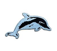 Ecusson - dauphin animal enfants - plusieurs couleurs sélectionnables - 9.6 x 5.1 cm - by catch-the-patch® patches brode appliques embroidery thermocollant, Farbvariante:bleu clair