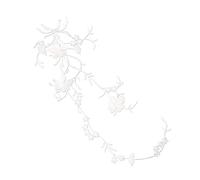 Écusson de broderie Patch thermique avec appliques florales 51x17CM, tissu à fleurs de pensée, broderie à repasser sur patchs, autocollants for vêtements, robe(WHITE)