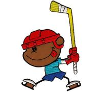 Écusson de joueur de hockey sur glace à repasser ou à coudre - Thermocollant pour vêtements - Écusson brodé - Patch de sport - Dimensions : 7,0 x 10,5 cm