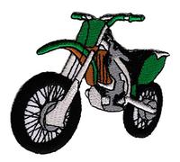 Écusson de moto Enduro vert à repasser ou à coudre - Thermocollant pour vêtements - Écusson brodé thermocollant - Motocross Dirt Bike - Dimensions : 7 x 6,5 cm