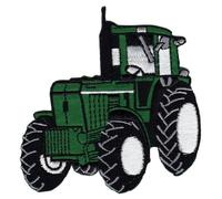 Écusson de tracteur vert à repasser ou à coudre - Thermocollant pour vêtements - Patch brodé à repasser - Dimensions : 8,4 x 8,8 cm