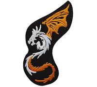 Écusson Dragon Chinois Patch Thermocollant Asiatique à Thermocoller transfert à coller au fer à repasser applique brodé à coudre japonais réparation vêtement t-shirt veste biker motard 12,3x6cm