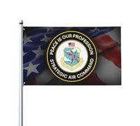 Écusson Du Commandement Stratégique La Paix Est Notre Profession Drapeaux De Jardin Double Face Drapeau De Jardin Résistant Aux Intempéries Bannière Cour 90X150Cm Pour Anniversaires Fêtes Plage