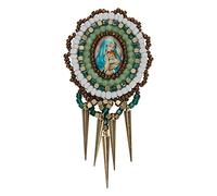Écusson en forme de croix Lady of Guadalup - Art mexicain - Emblème de Jésus - Cœur Milagro flamboyant à coudre (C)