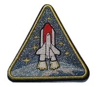 Écusson Fusée Patch thermocollant brodé paillette a coudre en couleurs scintillement 8 cm