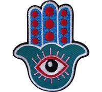 Écusson Hamsa brodé à coudre ou à repasser Motif main de Fatma Mauvais œil Islam