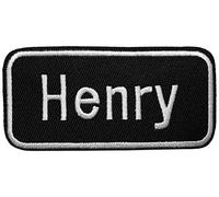 Écusson Henry Patch Thermocollant Prénom Badge Nom à Thermocollé au fer à repasser applique rectangle brodé à coudre décoration réparation vêtement veste t-shirt sac à dos homme enfant bébé 4x8,5cm