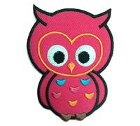 Ecusson - hibou animal enfants - plusieurs couleurs sélectionnables - 6.7 x 9.0 cm - by catch-the-patch® patches brode appliques embroidery thermocollant, Farbvariante:rose