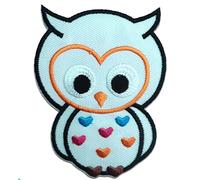 Ecusson - hibou animal enfants - plusieurs couleurs sélectionnables - 6.7 x 9.0 cm - by catch-the-patch® patches brode appliques embroidery thermocollant, Farbvariante:blanc