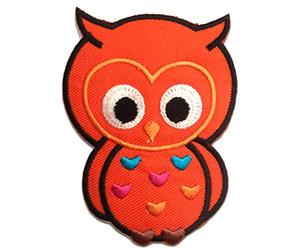 Ecusson - hibou animal enfants - plusieurs couleurs sélectionnables - 6.7 x 9.0 cm - by catch-the-patch® patches brode appliques embroidery thermocollant, Farbvariante:orange