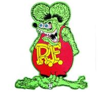 Écusson - HOT RODS - Rat Fink - Patch thermocollant - 20.5 x 17.2 cm - Vert et Rouge