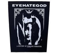 Écusson « I Hate God Eye Hate God » avec inscription « I Hate God Eyes Hate God », « A HISTORY OF NOMADIC BEHAVIOR »