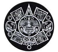 ecusson inca azteque maya astrologie zodiaque tete de mort dieu 8cm thermocollant