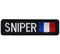 ecusson Insigne Sniper tireur d Elite Fusil Drapeau France Francais Airsoft Paintball Army armée 12x3,5cm