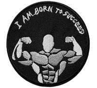 Écusson Je suis Né Pour Le Succès Patch Thermocollant Musculation badge sport à thermocoller transfert go muscu à coller au fer à repasser applique brodé à coudre veste tshirt débardeur vêtement 7,5cm