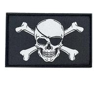 Écusson Jolly Roger Harley Pirates Flag utilisé dans le film Pirates des Caraïbes - Écusson militaire pour sac à dos - Accessoires pirates - Écusson militaire - Écusson motocross - 80 x 50 mm