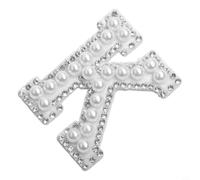 Écusson Lettre Perle Strass AB Repassage Écusson Lettre Perle(Q) | Fausse perle blanche, strass AB iridescent, idéal mariage, veste de mariée, chapeaux fête