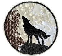 Écusson Loup Noir Hurlant Pleine Lune Patch Thermocollant Animal à thermocoller badge wolf transfert chien hurle à coller au fer repasser applique biker motard brodé à coudre vêtement t-shirt 7,7cm
