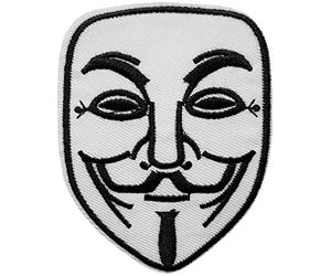 Écusson Masque Guy Fawkes Patch Thermocollant Anonymous 8,2x6,4cm | Badge Vandetta, Brodé, À coudre, Application fer à repasser, Décoration vêtement veste t-shirt sac à dos