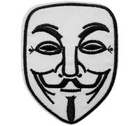Écusson Masque Guy Fawkes Patch Thermocollant Anonymous Badge Vandetta à Thermocollé au fer à repasser applique brodé à coudre décoration réparation vêtement veste t-shirt sac à dos 8,2x6,4cm