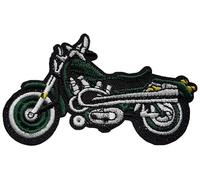 Écusson Moto Verte Patch Thermocollant Biker badge motard à thermocollé transfert à coller au fer à repasser applique brodé à coudre décoration réparation vêtement veste t-shirt homme 5,8x10cm