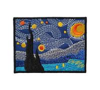 Écusson Nuit Étoilée Vincent Van Gogh Patch Thermocollant Peintre Art Badge à Thermocollé au fer à repasser applique brodé à coudre décoration réparation vêtement t-shirt homme femme 6,9x9cm