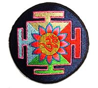 Ecusson - Om symbole spirituellement Hindu Meditation - plusieurs couleurs sélectionnables - Ø8 cm - by catch-the-patch® patches brode appliques embroidery thermocollant, Farbvariante:bleu foncé