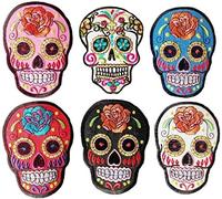 Écusson Patch Badge Brodé crane tete de mort mexicain strass ecusson thermocollant Lot de 6 …