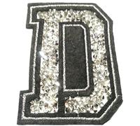 Écusson Patch Badge Strass Brodé ecusson Lettre Alphabet thermocollant D 8-10 cm