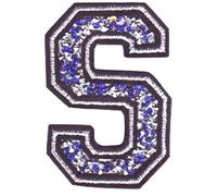 Écusson Patch Badge Strass Brodé ecusson Lettre Alphabet thermocollant Lettres en Strass 8-10 cm (Bleu S)