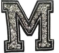 Écusson Patch Badge Strass Brodé ecusson Lettre Alphabet thermocollant M 8-10 cm