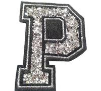 Écusson Patch Badge Strass Brodé ecusson Lettre Alphabet thermocollant P 8-10 cm