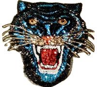 Écusson Patch Badge Tigre Strass et Paillettes brodé ecusson Tigre ecusson Tigre thermocollant Tigre Grand Format Taille en Strass et Paillettes Multicouleurs 23 x 23 cm (Bleu)