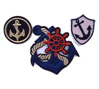 Ecusson Patch Blason Marine Ancre mer océan Bateau brodé-rie a Coudre thermocollant