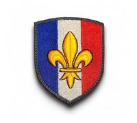 Ecusson Patch FLEUR DE LYS de France brodé - Ecusson Lys de France avec dos scratch et support à coudre fourni - Made in France - Taille 8x6,4cm