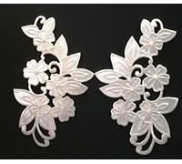 Ecusson Patch Fleur-ie bouquet blanc crème brodé-rie a coudre thermocollant