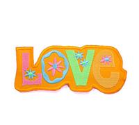 Ecusson Patch Love Hippie en orange brodé a coudre ecusson thermocollant 11 cm
