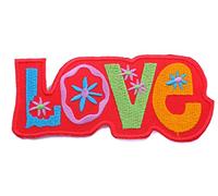 Ecusson Patch Love Hippie en rouge brodé a coudre ecusson thermocollant 11 cm
