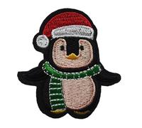 Écusson Pingouin Bonnet Rouge Patch Thermocollant Animal Badge à Thermocollé transfert à coller au fer à repasser applique brodé à coudre réparation vêtement t-shirt sac à dos bébé enfant 6,5x6,2cm