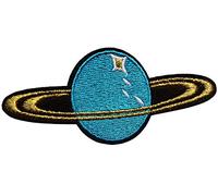 Écusson Planète Saturne Patch Thermocollant Espace badge space à thermocollé transfert à coller fer repasser applique brodé à coudre jupiter décoration réparation vêtement tshirt homme femme 4,6x10cm