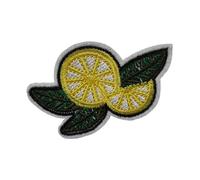 Écusson Rondelles de Citron Patch Thermocollant Fruit Feuille à thermocoller transfert aventure à coller fer repasser applique carré brodé coudre réparation tshirt veste vêtement enfant bébé 4,5x7,6cm