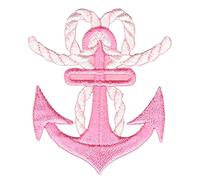 Écusson rose ancre à repasser ou à coudre - Thermocollant pour vêtements - Écusson brodé à repasser - Application nautique - Rockabilly - Dimensions : 4,8 x 5,6 cm