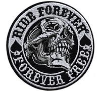 ecusson route 66 biker motard moto tete de mort thermocollant ride forever free 9cm patche badge
