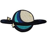Écusson Saturne Patch Thermocollant Planète Géante Étoiles badge space à thermocollé transfert espace à coller fer à repasser applique brodé à coudre réparation vêtement t-shirt homme femme 5,5x11,5cm