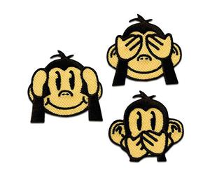 Ecusson - Set singes trois brun ca. 3,5x3,5cm - patches brode appliques embroidery thermocollant par catch-the-patch®