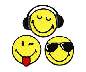 Ecusson - Set Smiley trois pièces COOL jaune Ø3,5cm - patches brode appliques embroidery thermocollant par catch-the-patch®