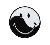 Mono Quick Smiley Ying Yang - Ecusson Thermocollant Patches Appliques, Taille: 5,5 x 5,5 cm